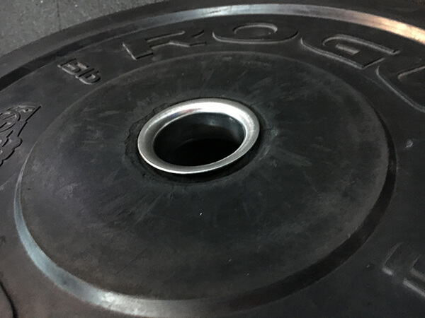 This bumper plate has a loose insert.